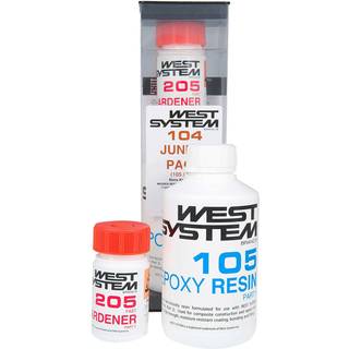 Epoxypakke med hurtig hærder West System 104 Junior Pack, 105 Epoxy Resin + 205 Fast Hardener, 600 gram (500 gram base + 100 gram hærder)