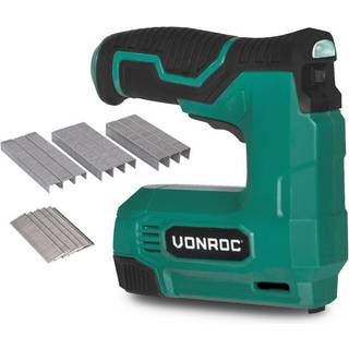 VONROC Hæftepistol 4V | Batteridrevet - opladelig | Inkl. oplader og 900 nitter og 300 søm