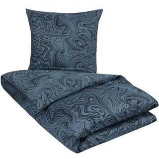 Mønstret sengetøj 150x210 cm - 100% Blødt bomuldssatin - Marble dark blue - By Night sengesæt