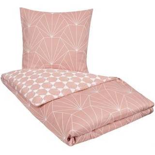 Sengetøj 150x210 cm - Vendbart design i 100% Bomuldssatin - Hexagon peach - Sengesæt fra By Night