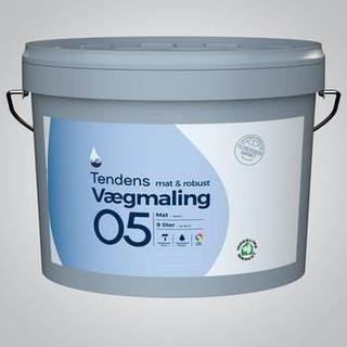 Tendens Mat & Robust vægmaling glans 5 9 liter - hvid (På lager i varehus)