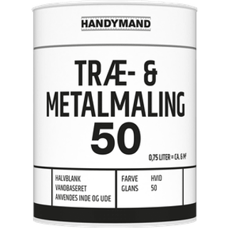 Træ- og metalmaling 50 0,75 liter - hvid (På lager i varehus)
