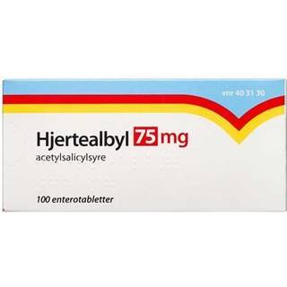 Hjertealbyl 75 mg (Håndkøb, apoteksforbeholdt) 100 stk Enterotabletter