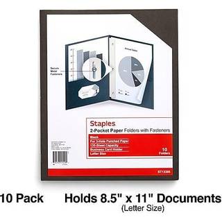 Oxford 57776 Leatherette To lommeportefølje med fastgørelsesmidler 8 1/2-tommer x 11-tommer sort 10/pk