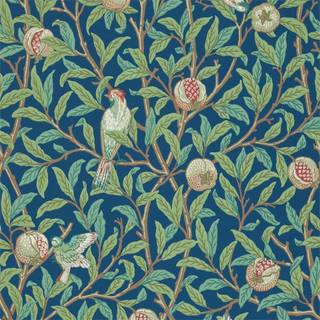 Birds & Pomegranate - Blue/Sage