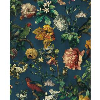 Flowers and Parrots - Dark Teal