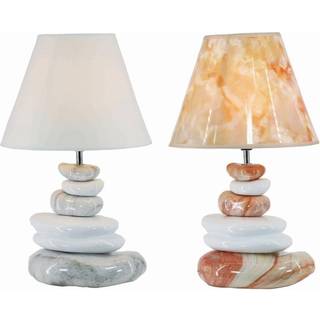 Bordlampe DKD Home Decor Grå Brun Polyester Stentøj (2 pcs) (28 x 28 x 48 cm)