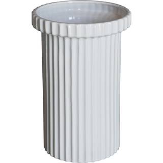 DBKD Stripe krukke stor h22 cm Ø12 cm Shiny white