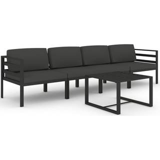 loungesæt til haven 5 dele med hynder aluminium antracitgrå