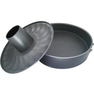 de Buyer Springform 3-teilig 26 cm mit Savarin-Einsatz - Stahl mit Antihaftbeschichtung - Schwarz