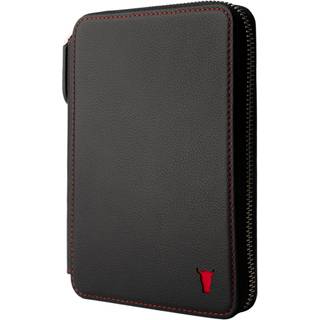 Leather Travel Wallet / Organiser - Black with Red Detail