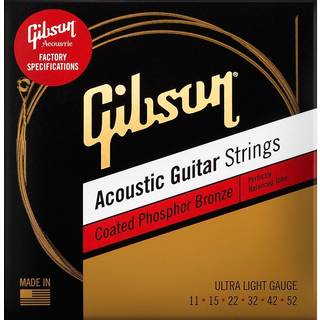 Gibson 11-52 Coated Phosphor Bronze Acoustic Guitar Strings Ultra Light
