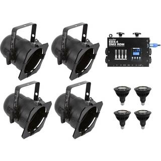 Eurolite Set 4x PAR-38 Spot bk dim2warm + EDX-4 DMX RDM LED Dimmer pack TILBUD