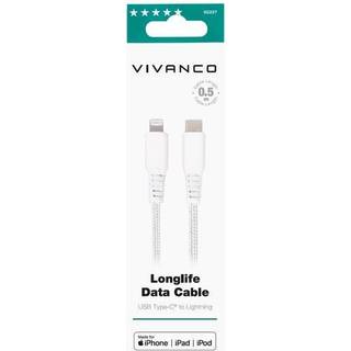 VIVANCO Longlife USB-C/Lightning-kabel 0.5m Hvid