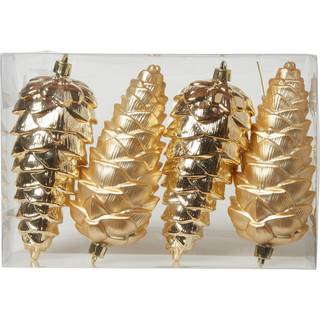 DACORE Kogle ornamenter i plast 4 stk - guld