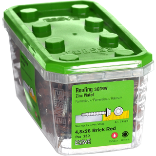 ESSVE 64923 Farmerskrue 4,8 x 28 mm, bor, pakke med 250 Mursten rød (RR750)