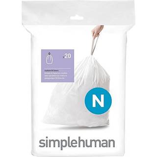 Simplehuman Kode N skræddersyede affaldsposer, pakke med 20, hvid