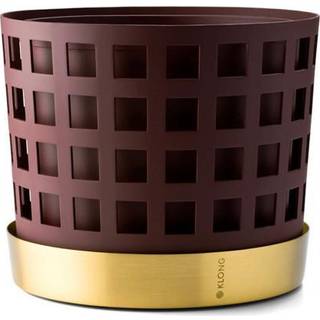 Klong Trio Square Krukke Mørkerød Ø18 Cm / Medium - Krukker Messing Mørk Rød - 31701R