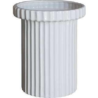 Stripe krukke, small, shiny white