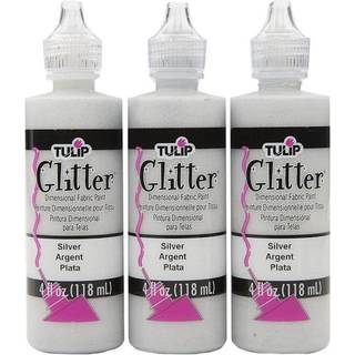 Tulpan dimensionell tygfärg 4 oz glitter silver 3 pack 4 fl oz (förpackning med 3) 3 räkning