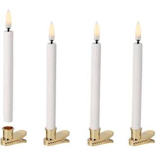 LED mini taper candle w. clip, 4-pack, 1,3x13,8 cm White