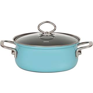 Riess Nouvelle Kristallblau Kasserolle mit 24 cm / 4,0 L - Emaille - Blau