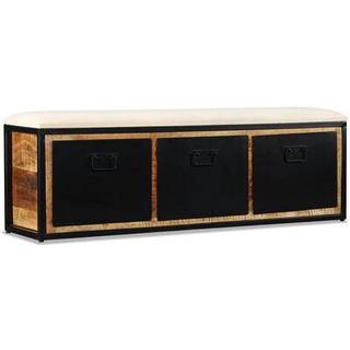 opbevaringsbænk med 3 skuffer i massivt mangotræ 120 x 30 x 40 cm