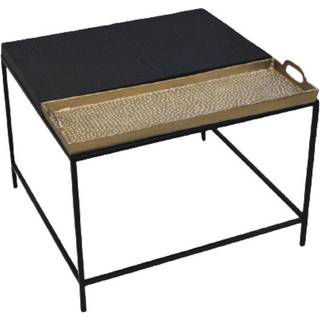 Sofabord DKD Home Decor 61 x 61 x 49 cm Sort Gylden Stål Aluminium
