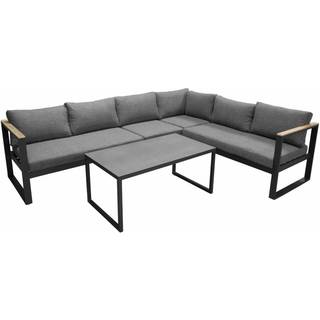 Venture Design Texas sofagruppe Sort med grå hynde 2st 2-personers ende, hjørne, mellemparti & bord 110x60 cm