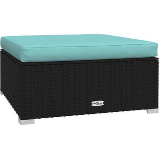 udendørs fodskammel med hynde 70x70x30 cm polyrattan sort
