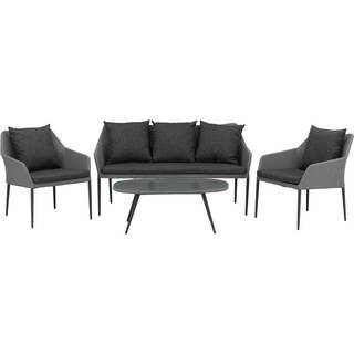Venture Design Spoga sofagruppe Sort med grå hynde 2-personers sofa, 2 lænestole & bord 60 cm