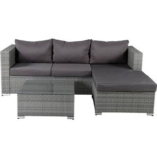 Venture Design Rotterdam sofagruppe Grå med grå hynde 2-personers ende, schäslong & bord 65x65 cm