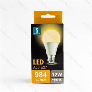 LED A5 A60 - Bred Spredning E27, 12W, 3000K - Kulør : Varm
