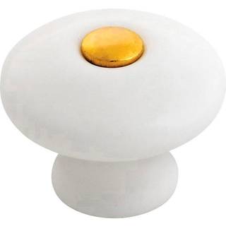 HOME It porcelænknop Ø29 x 25 mm hvid/guld 2 stk. ✓ På lager - klar til levering og afhentning
