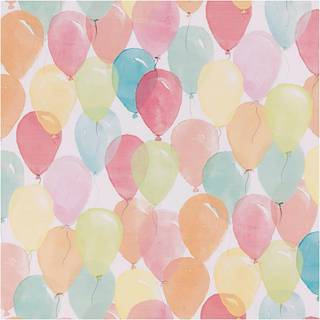 Pastelfarvet gavepapir med balloner - 100 m rulle