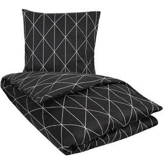 Mønstret sengetøj 150x210 cm - 100% Blødt bomuldssatin - Graphic Harlekin black - By Night sengesæt