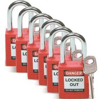 Brady Lock out hængelås rød 38MM 6/pak