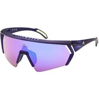 Adidas Sport Mand SP0063 CMPT AERO 92Z Solbriller Injiceret Blå uigennemsigtig Violet Maske Spejlet Skygge - Blå uigennemsigtig