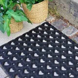Dørmåtte hjerte 40x60 gummi sort