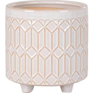 Urtepotte i hvid keramik stor Ø20x19,5 cm - 4451071