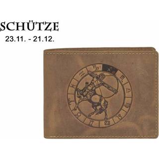 Geldbörse Leder 12x9cm "Vintage" mit Sternzeichen Schütze 1705 | Greenburry.de