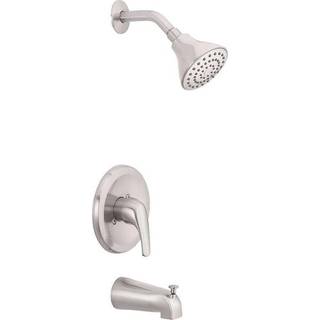 Oakbrook kystn?rt single greb tub og bruser 1 h?ndtag b?rstet nikkel messing karbad og bruser vandhane