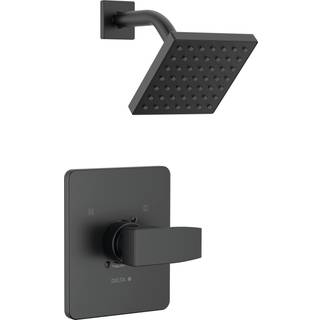 Delta Faucet Modern 14-serie Matte sort bruser vandhane Delta brusebad trim kit med enkeltspray touch-clean sort bruser hoved mat sort T14267-bl-