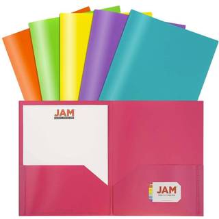 Jampapirplast 2 Pocket Pop -mapper - Holdbare skolemapper - Assorterede modefarver - 6/pakke