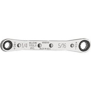 Klein Tools 68200 Ratcheting Box Wrench lavet i USA 1/4-tommer x 5/16-tommer med omvendt skraldespand og krombelagt finish