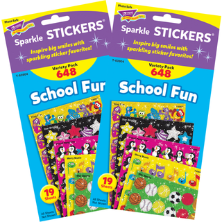 Trend Enterprises T-63904-2 Sparkle Stickers School Fun-Pack of 2