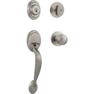 Kwikset Dakota hovedd?rl?sh?ndtag og deadbolt s?tter indgangsh?ndterede udvendige med indvendig d?rknap satin Nikkel Pick Resistant SmartKey Reke