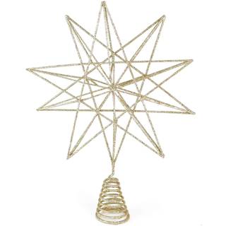 Ornativity Glitter Star Tree Topper - Christmas Sparkly Metal 3 -D Dimensional Hallow Wire Star Xmas Tree Top Decor Ornament Dekorationer för trä