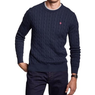 Morris Merino Cable Crew Neck Light Brown