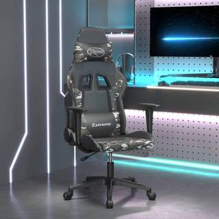 gamingstol med fodstøtte kunstlæder sort og camouflage
